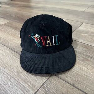 Vintage Corduroy Vail Ski Black Hat